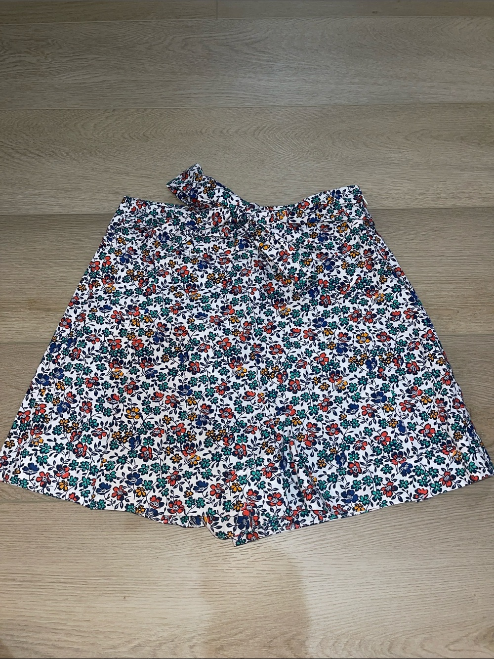 Floral High Waisted Shorts with Tie Waist - Multicolor